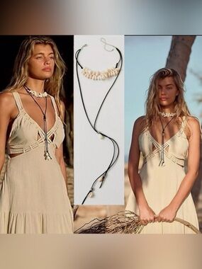 NWT Free People Katie Leather Shell Choker
Layered Necklace Beach
Bohemian Surf